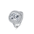 Luxurious S925 silver ring featuring a 4-carat cushion-cut moissanite stone in a double halo setting - US 5 / 4 Carat Cushion Halo Style (MS011)
