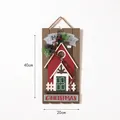 Decorazione natalizia rustica da parete in legno con tetto rosso e accenti di pino - Targa per Porta Casa Rossa Vintage