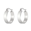 Minimalist wide band stainless steel hoop earrings in polished silver finish - 21*6mm (KE91189-LO) / Silver