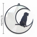 Acchiappasole con cane nero seduto su una luna crescente per decorazione finestra - 12.7cm(5 pollici) / TYSC010: Prisma Arcobaleno Ottico Cane sulla Luna