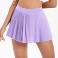 Lavender purple high-waisted pleated tennis skirt with lightweight athletic fabric - S / Dreamy Purple