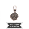 Daisy shape bronze metal zipper pull replacement with spring clasp for luggage - Daisy Shape - Bronze