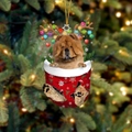 Weihnachtsstrumpf-Anhänger mit Chow-Chow-Hund mit Rentiergeweih und festlichen Lichtern - Chow-Chow Typ 2