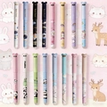 Set of 18 colorful cartoon panda erasable gel pens in pastel shades for students - Cute Pets Series Style Combo Set / Black Ink