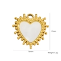 14K gold stainless steel heart pendant with white shell inlay for DIY jewelry, 17mm - White Shell Heart Pendant / 2 White Shell Heart