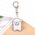 Süßer doppelseitiger Acryl-Bichon-Hundeschlüsselanhänger mit silbernem D-Ring - Bichon Hund 1