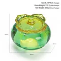Persimmon shaped green glass storage jar with yellow lid for jewelry and nail art - Green Persimmon Crystal Cup