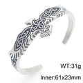 Silver Viking Celtic Knot Raven Bangle with vintage punk feather texture and open design - Celtic Knot Eagle Styling (KB209321-LU)
