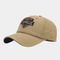 Detailed close-up of khaki baseball cap featuring vintage Force embroidery and premium stitching - Adjustable / Khaki