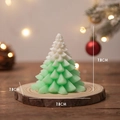 Green and white gradient Christmas tree scented candle on wooden base, 7.8cm size - Green Luoye Christmas Tree (Pomelo Sea) / 7.8x7.8cm