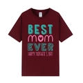 T-shirt femme bordeaux en coton avec imprimé coloré Best Mom Ever pour maman - XS / Hauts / Bordeaux
