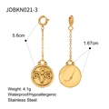Detail of Aries gold stainless steel drop earrings showing dimensions and 5.6cm length - Aries (JDBKN021-3)