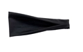 Close-up of black breathable athletic headband showing elastic fabric texture and folds - Black