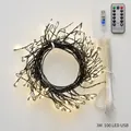 3M 100 LEDs warm white Christmas star lights with USB interface and remote control - USB-A / Black Thread