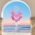 Pink dreamcatcher shell wind chime with decorative beads and handmade hanging shells - Material Kit / Pink Shell