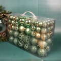 Christmas ball ornament set with mixed green matte, glossy, and glitter finishes in a box - 100pcs PVC Boxed (Peacock Green)