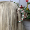 Rose gold hair claw clip with green and white natural stones on golden hair - Green Aventurine + Deep Sea Pearl Rose Gold Hair Claw