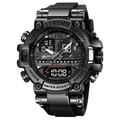 STRYVE men's black dual display sports watch with metal case and rubber strap - Samurai Black (New)