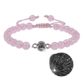 Pink natural stone projection bracelet with adjustable cord showing I Love You in 100 languages - Rose Quartz (In Stock)