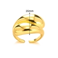 Polished gold plated double layered knotted drop ring with adjustable open band design - Double Layer Fluid Style (JZ5943)
