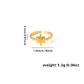 Detail view of gold star ring showing dimensions and beaded band measurements - Adjustable Open / Octagram Beaded Ring (TYGR0166)