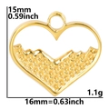 Tabla de tallas detallada para colgante corazón dorado con dimensiones y peso ligero - Colgante / Dorado