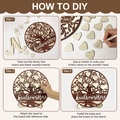 DIY 3D-Stammbaum aus Holz mit Herzanhängern und Love Grows Here-Gravur im Set - Runder Familienbaum (Y24Y50725_Q)