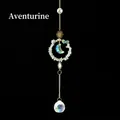 Hanging sun catcher with green aventurine stone moon and crystal ball prism pendant - Aventurine Jade