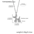 Silver stainless steel balloon dog pendant necklace with micro-set zircon stones - Steel Color Necklace 41+5cm