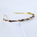Handmade golden headband with colorful natural crystal stones for women hair styling - Single Row / Mixed Stones-Single Row