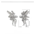 Detail showing stainless steel fairy pendant size parameters with natural pearl detail - Silver Fairy with Pearl (VG378)