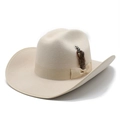 Chapeau de cowboy classique en feutre de laine beige avec plume naturelle et ruban - M (56-58cm) / Beige