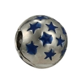 Silver bead charm featuring blue pentagram stars for bracelets and necklaces - 050-Stopper (Silver Blue Star Pattern)