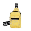 Yellow crossbody chest bag with silver letter prints and adjustable strap - Yellow