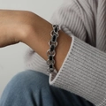 Bracciale a catena punk geometrico minimalista in metallo argento e nero per stile unico - Bracciale da uomo-18cm