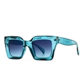 Modern square sunglasses for women with transparent teal blue frames and gradient lenses - Cyan Gradient Blue