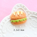 Close-up of resin sandwich miniature for DIY crafts with 2.2x2.6cm size detail - Flat Vegetable Burger
