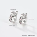 S925 sterling silver unicorn hoop earrings with colorful cubic zirconia for girls - Unicorn Ear Buckle / 925 Silver