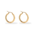 Detailed view of gold twisted hoop earrings with a textured spiral finish and secure clasp - 3.5 Spiral Twisted Rope Pattern Hoops (Gold/MS-038)