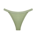 Tanga de algodón acanalado verde claro para mujer con corte en V sexy y tejido transpirable - S / Verde Aguacate