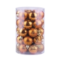34-piece bronze gold Christmas ball set in clear box with matte and glitter finishes - Antique Bronze