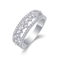Luxurious S925 sterling silver moissanite ring with multi-layer hollow design - US Size 7 / Moissanite
