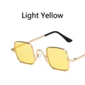 Kids vintage square metal sunglasses with light yellow lenses and golden frame - Light Yellow