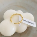 Minimalist S925 sterling silver knotted braided open ring in golden finish on white decor - Adjustable Open / Gold