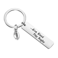 Rugby stainless steel keychain with oval ball pendant and Give Blood Play Rugby tag - Give Blood Play Rugby Engraved
