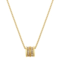 Collier plaqué or 18K avec pendentif cylindrique incrusté de cristaux sur chaîne vénitienne - Doré