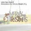 Targa natalizia in legno con motivi di pupazzo di neve e alce con corda di iuta - Targa con Lettere da 25 cm (Stile B) - MERRY CHRISTMAS