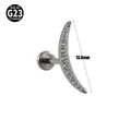 Crescent moon G23 titanium labret stud with white zircon inlay for body piercing - NO 4-Moon with Zirconia / 1.2x8mm / Steel