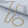 Conjunto cadena morro de cerdo 6mm acero dorado con collar 45cm-75cm y brazalete - Pulsera 20cm / Dorado