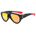 Oversized cat-eye zonnebril met oranje gespiegelde glazen en een zwart-rood montuur - C6-Zwart Frame Rood Kwik